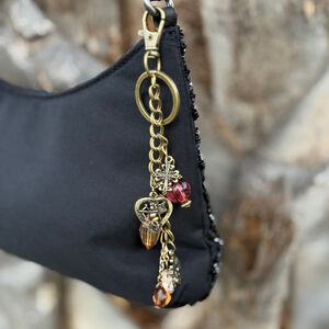 Crimson Crosses Handmade Bag Charm Keychain | One of a Kind | Crystal Accessory